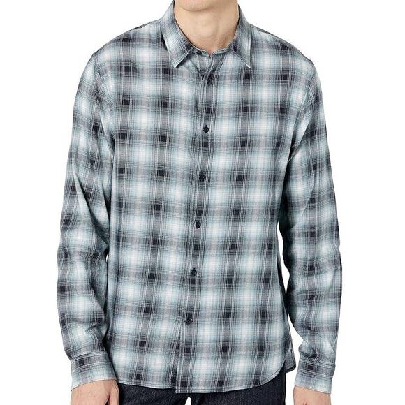 Vince NWT Ocean View Plaid Shirt Size S Long Sleeve Button Front 100% Cotton